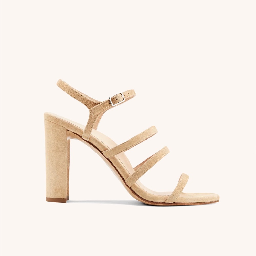 Inez Sasha Sandal in Camel Suede, Size 10